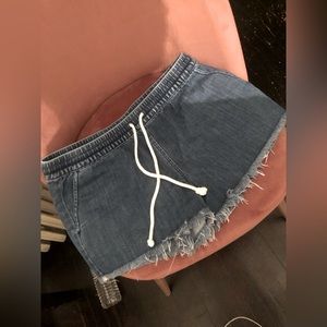 Aerie (American eagle) blue Jean shorts with draw string, soft, size women M
